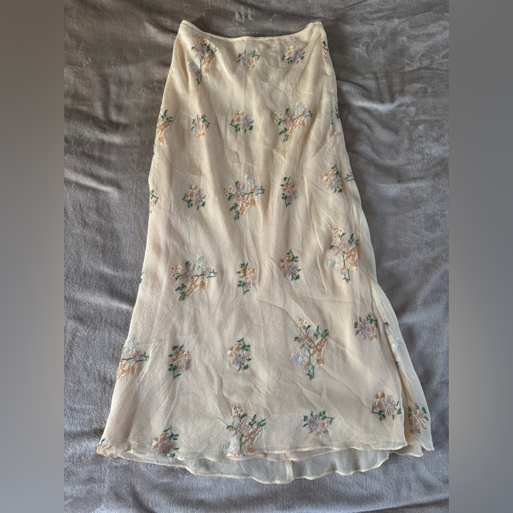 DKNY Embroidered Silk Blend Midi Skirt - Picture 2 of 9